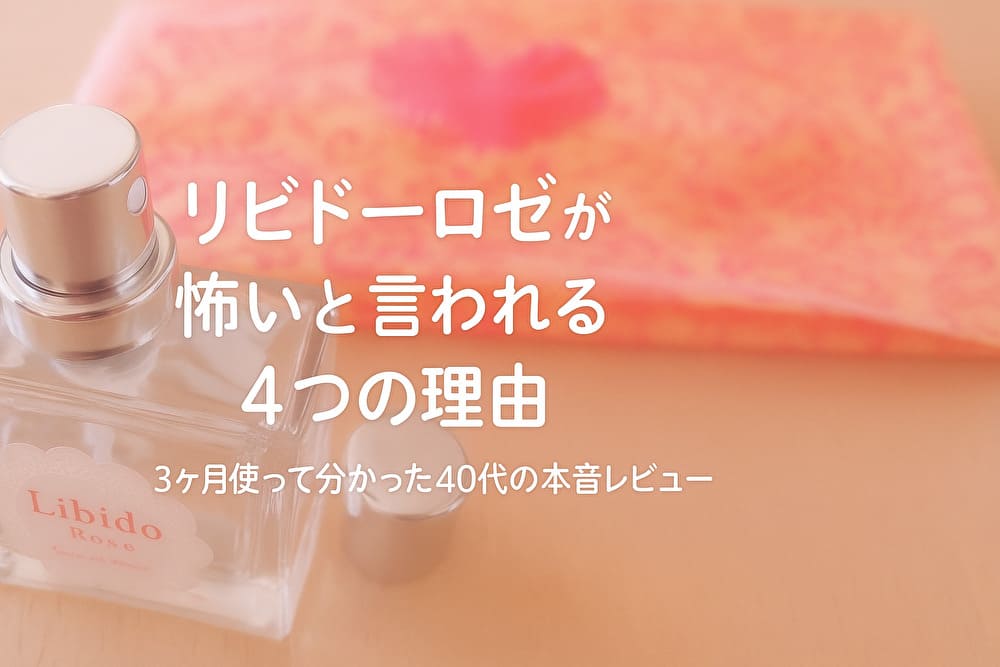リビドーロゼの香水ボトルを優しい色味で撮影した写真。怖いと言われる理由を解説する記事のアイキャッチ画像